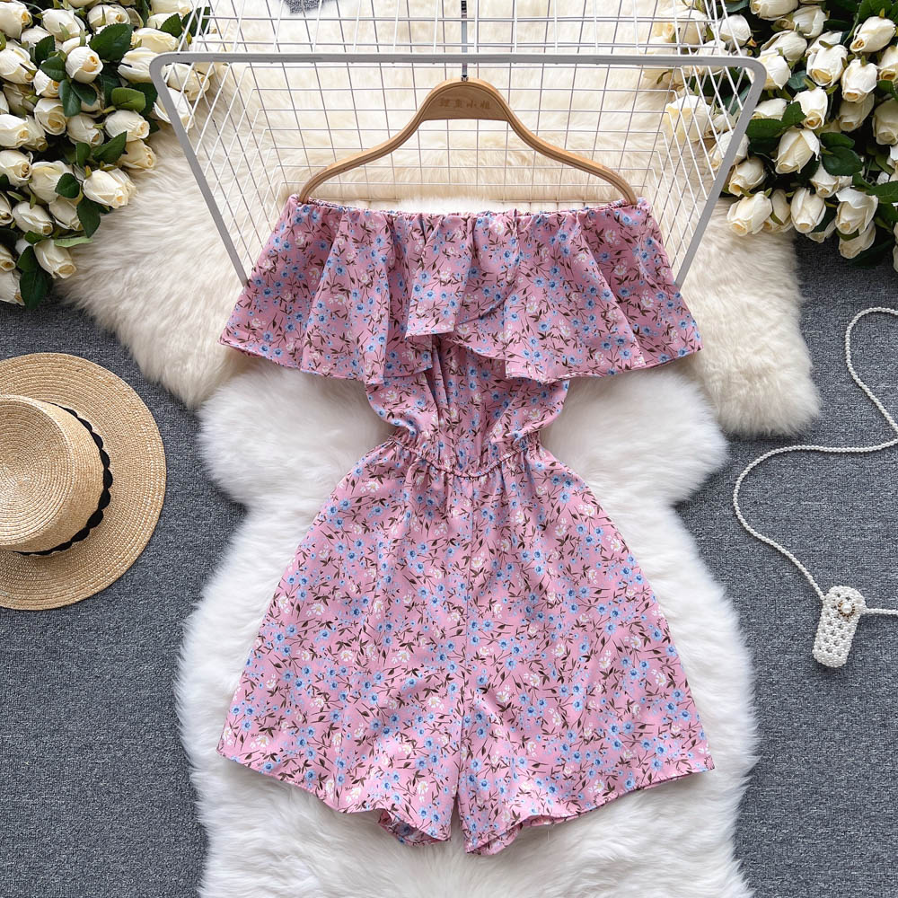 Strapless Floral Ruffled Jumpsuits