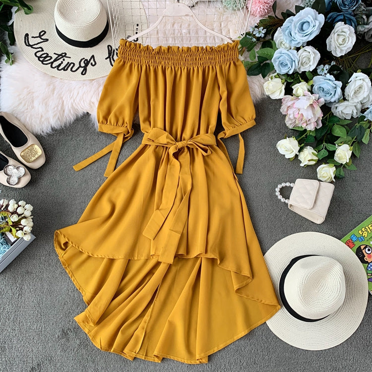 Lace-up Chiffon Strapless Dress