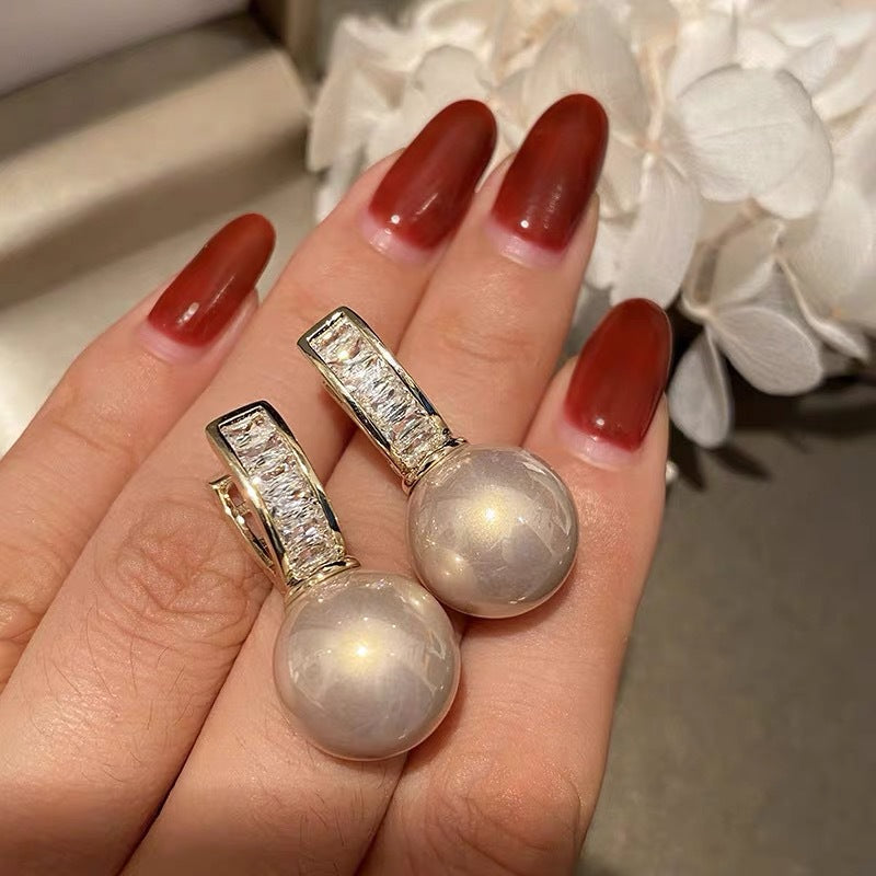 Pink Faux Pearl Copper Earrings
