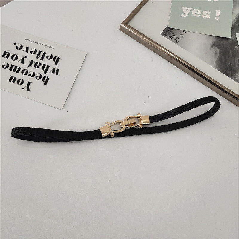 Gold-colored Buckle Decorative Soft Belt