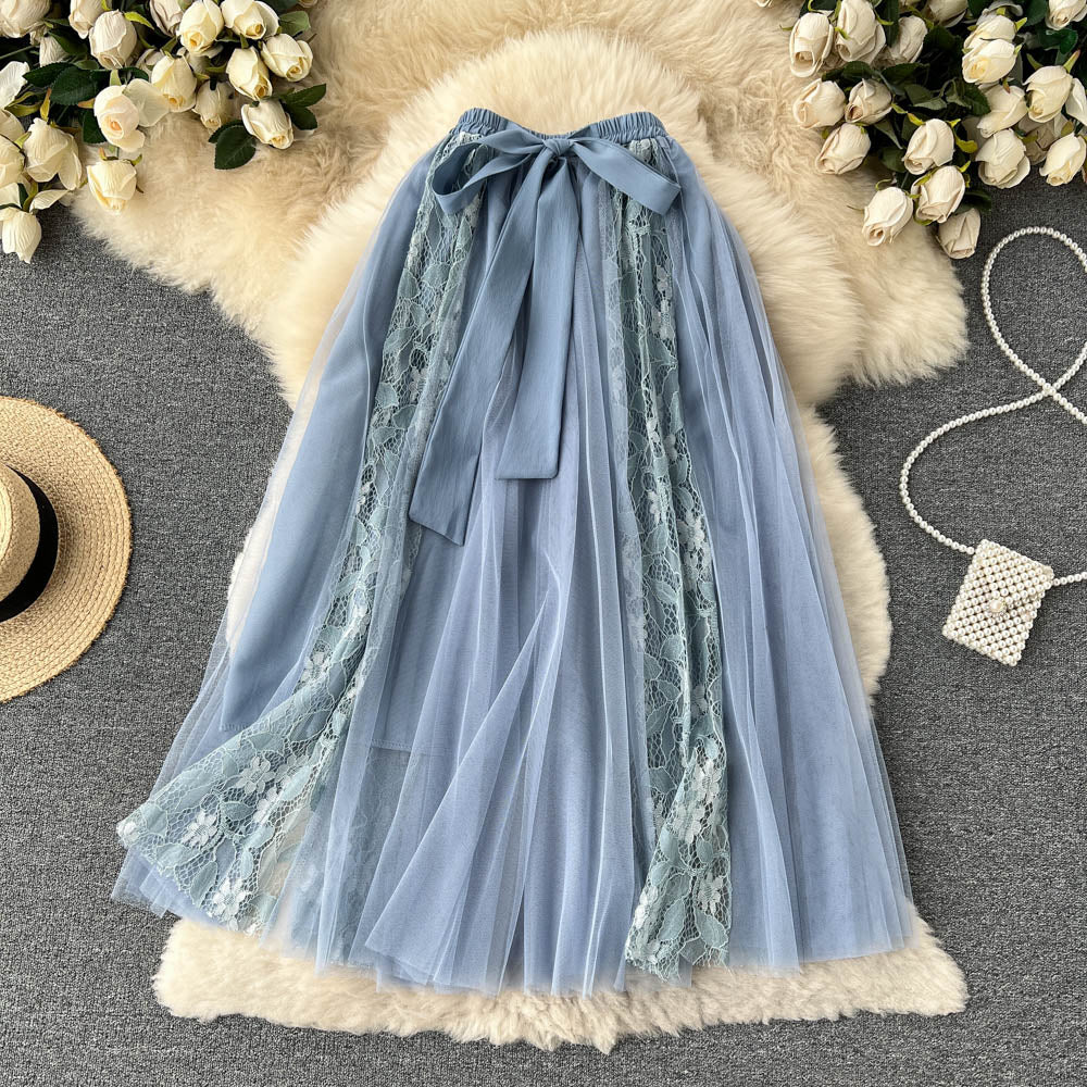 Fairy Mesh Lace Embroidered Chiffon Skirt