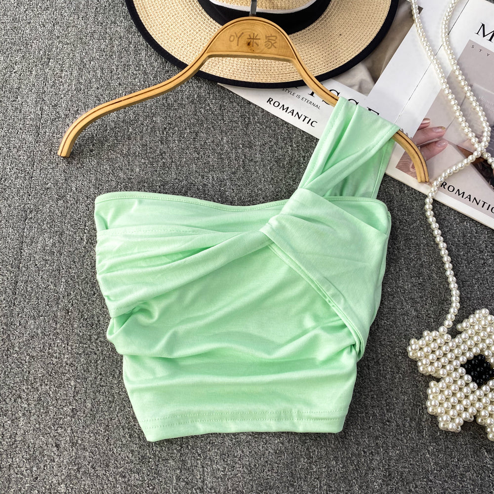 Niche Solid Color Knotted Short Top