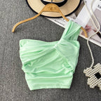 Niche Solid Color Knotted Short Top