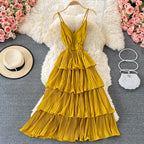 Multicolor Sling Pleated Dress