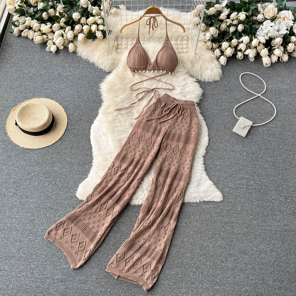 Two-piece Straight-leg Trousers & Lace-up Top