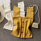 Thin Sleeveless Knit Top With Wide Straps