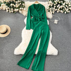 Blazer&Trousers Solid Color 2Pcs