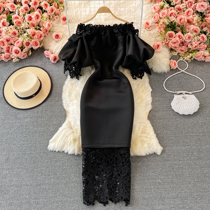 Vintage Lace Off-the-shoulder Dress