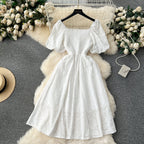 Bohemia Flared Sleeve Stretchy Embroidered Dress
