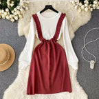 Faux Two-pieces Patchwork Knitted Dress