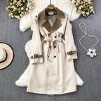 Blazer Collar Knee-length Trench Coat