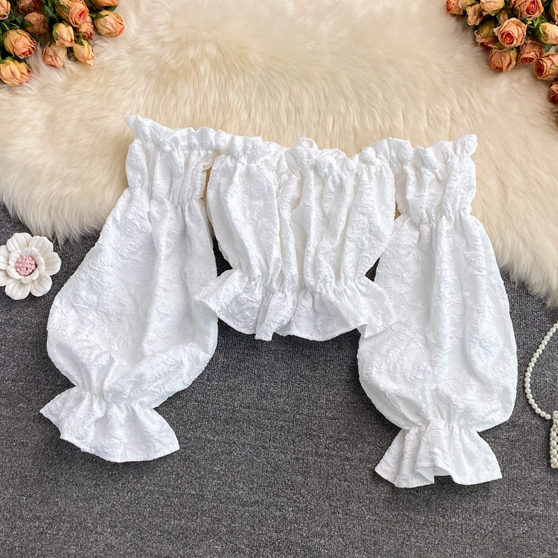 Strapless Long Sleeve Jacquard Shirt