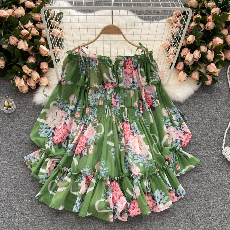 Chiffon Print Puff Sleeves Jumpsuit