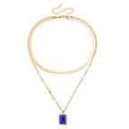 Imitation Gemstone Pendant Double-layer Necklace