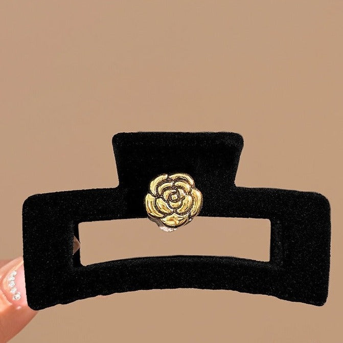 Beaded Black Velvet Hair Claw