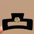 Beaded Black Velvet Hair Claw