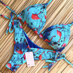Colourful Printed Lace-up Bikini