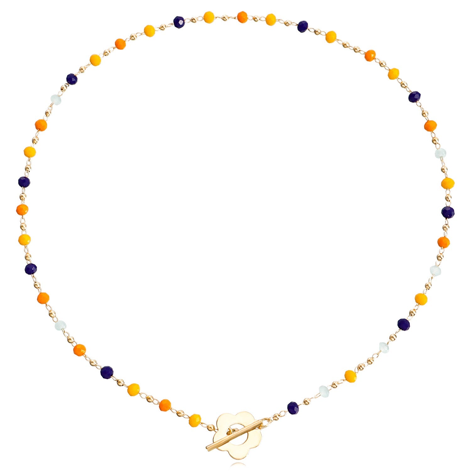 Crystal Glass Beads OT Buckle Necklace