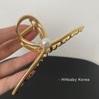 Pearl Decorated Frosted Hair Claws