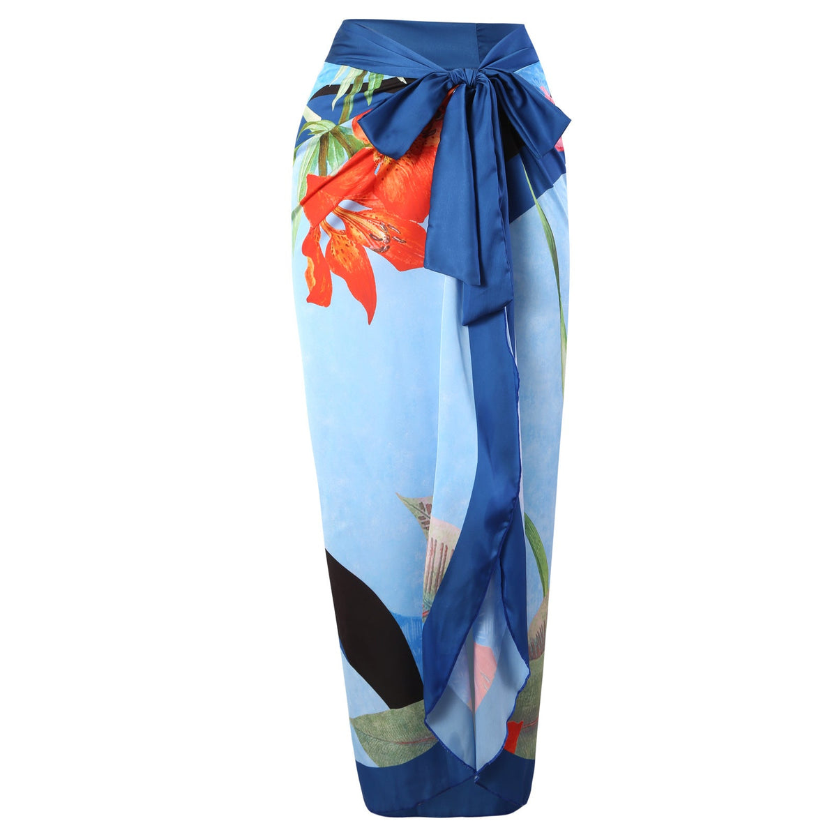 Floral One-piece Swimwear&Lace-up Skirt