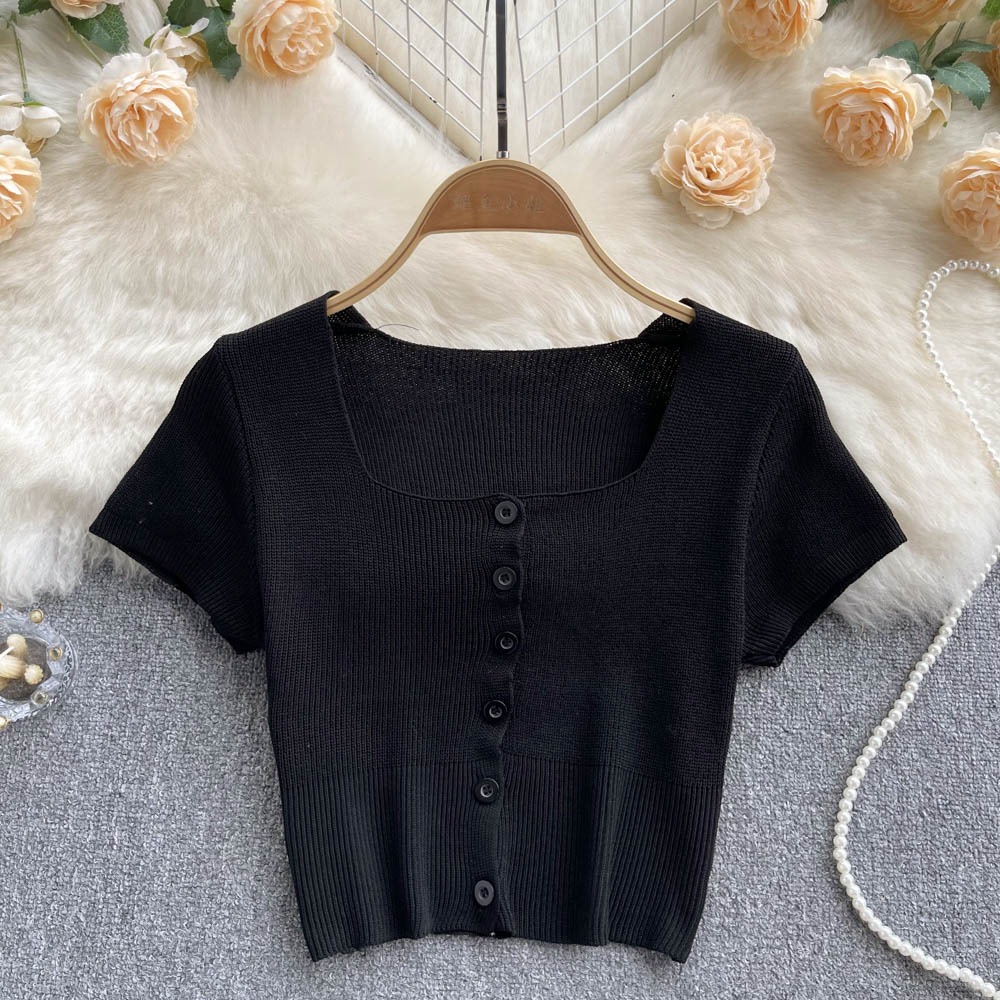 Short Sleeve Solid Colour Stretch T-shirt