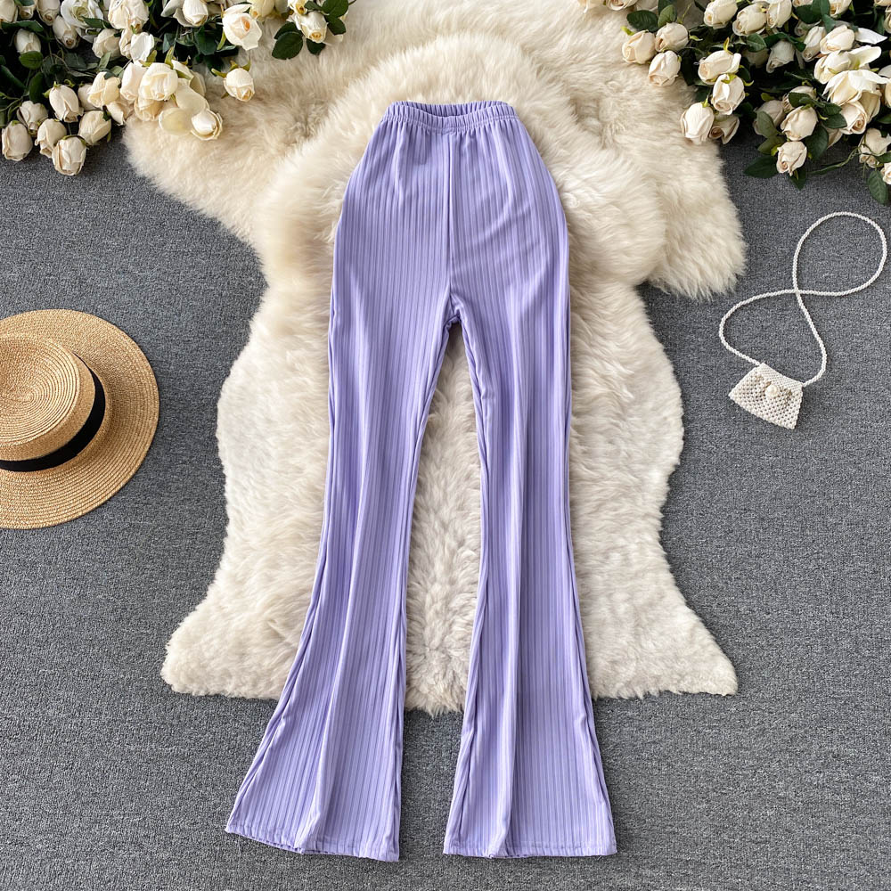 Stylish Candy-colored Flared Trousers