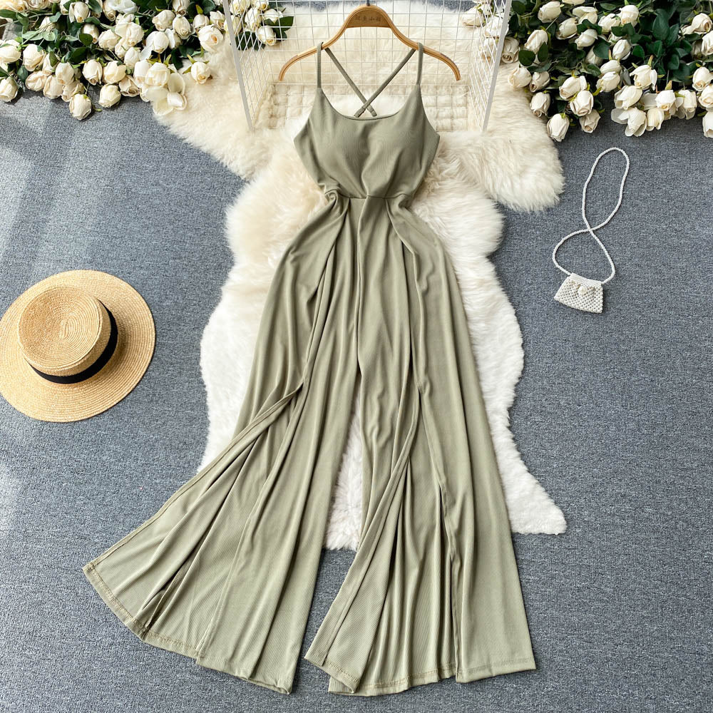 Solid Color Draped Slip Jumpsuit