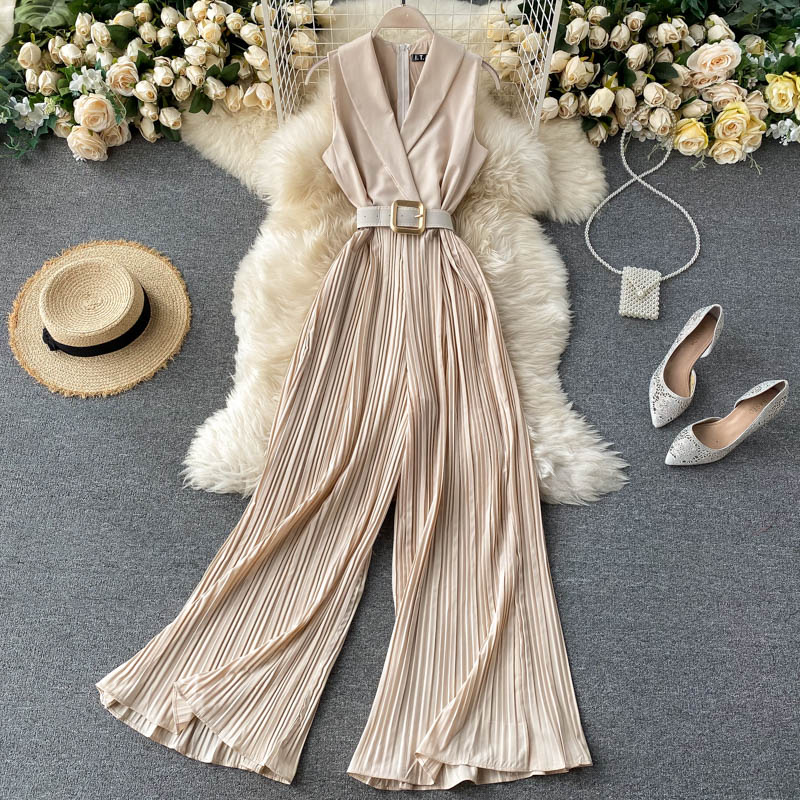 Sleeveless Tie Waist Jumpsuit
