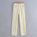 Slit Straight Leg Jeans