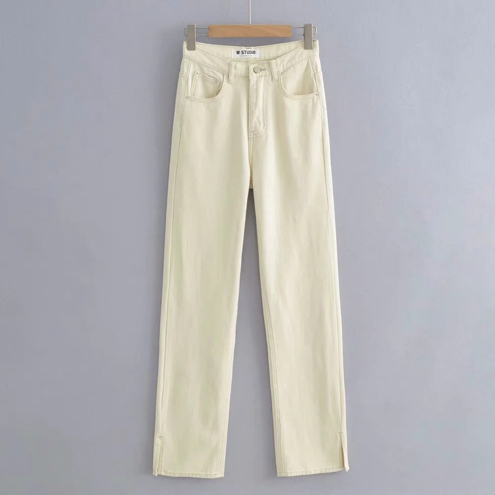 Slit Straight Leg Jeans