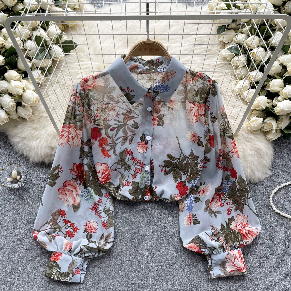 Vintage Floral Printed Loose Shirt