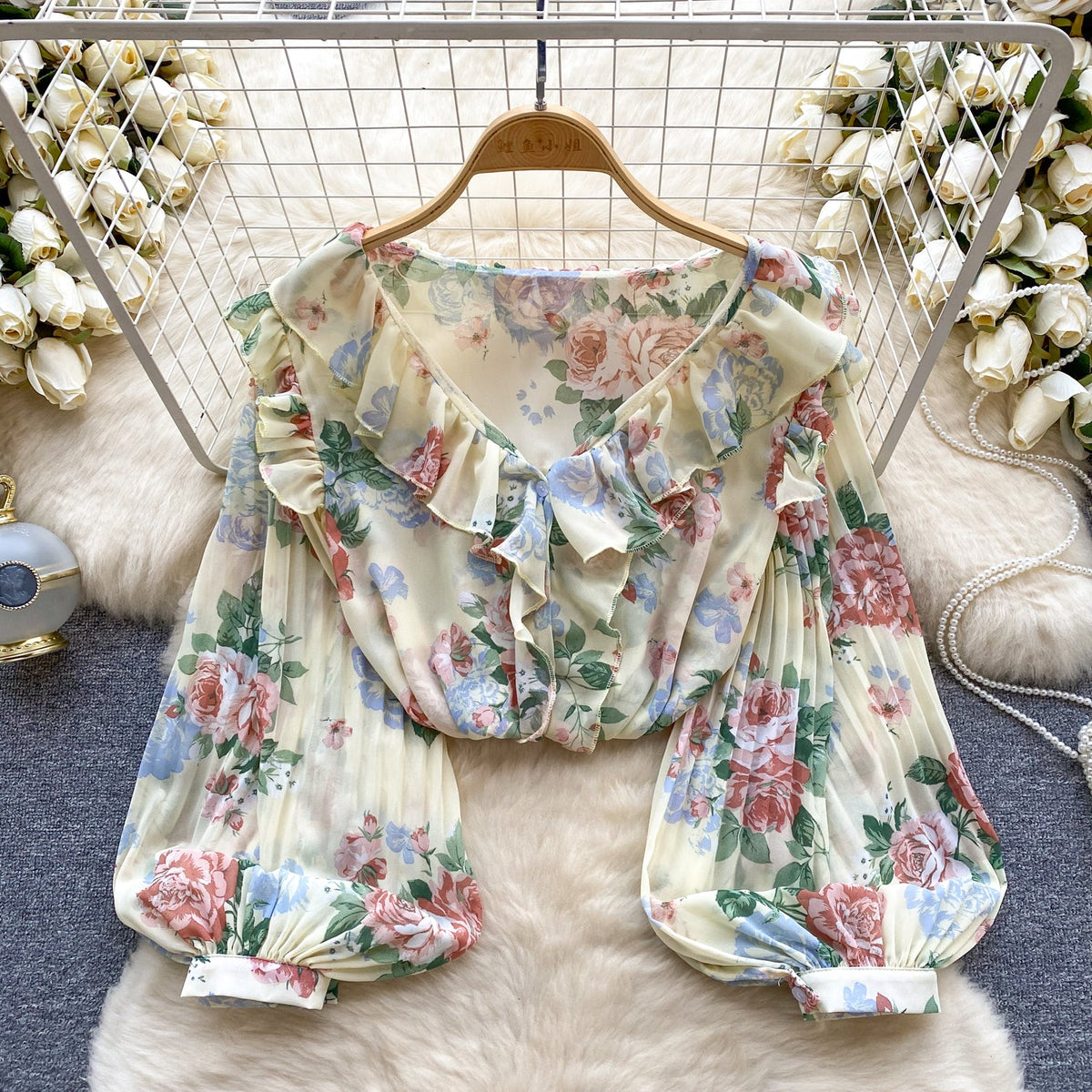 Sweetie Ruffled Chiffon Floral Top