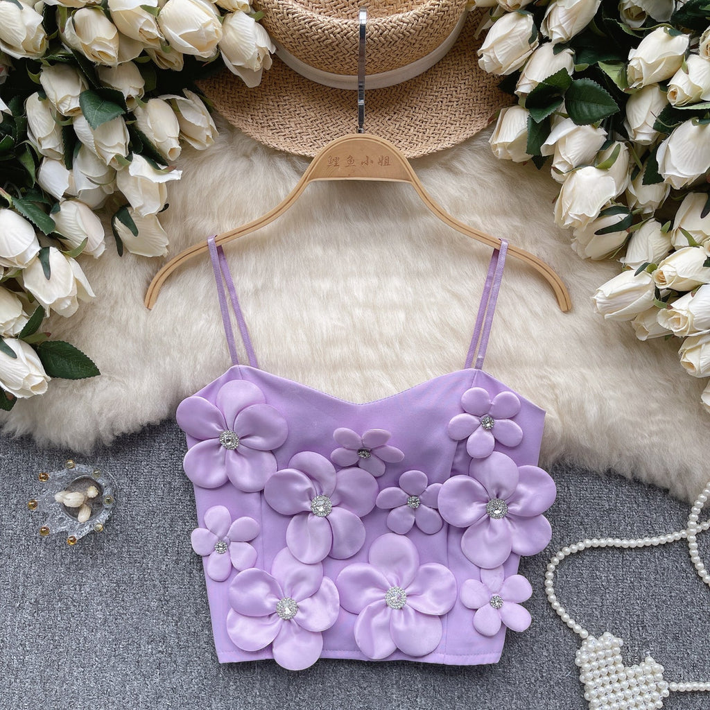 Delicate 3d Floral Beaded Camisole