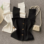 Thin Sleeveless Knit Top With Wide Straps