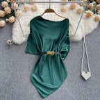 Elegant Satin Solid Color Top