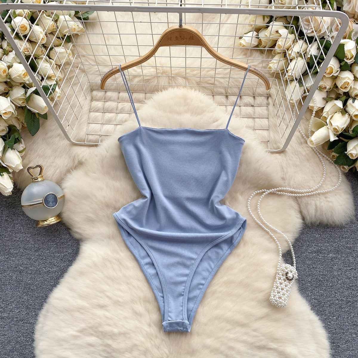 Simple Design Solid Color Slip Lingerie