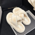 Non-slip Thick-sole Crossover Fuzzy Slippers
