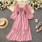 Chic Puffy-sleeve Chiffon Dress