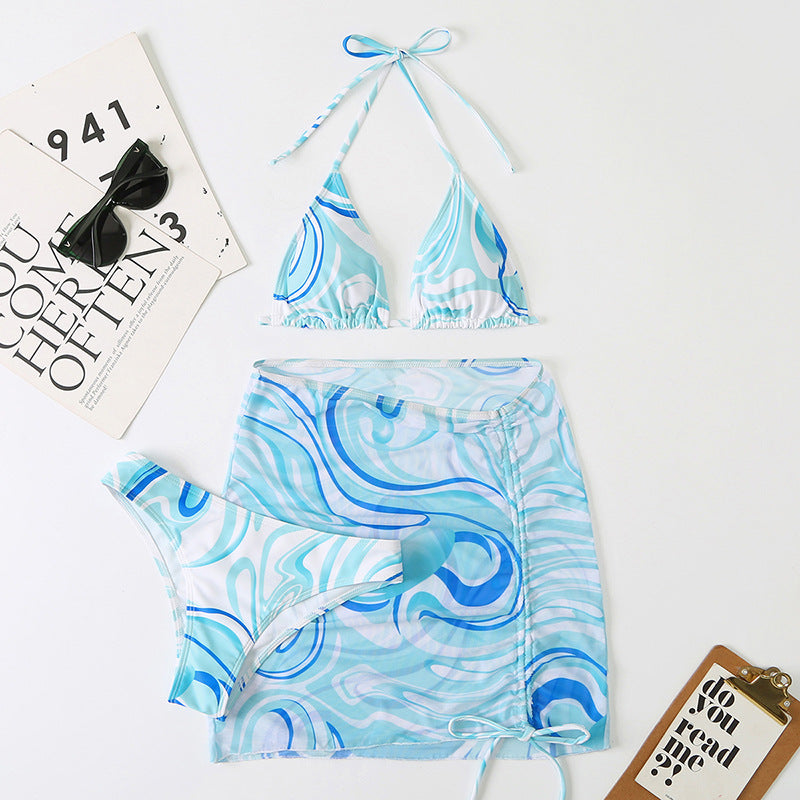 Colored Floral Bikini 3Pcs Set