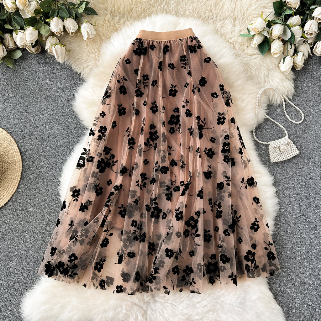 Vintage A-line Puffy Mesh Skirt