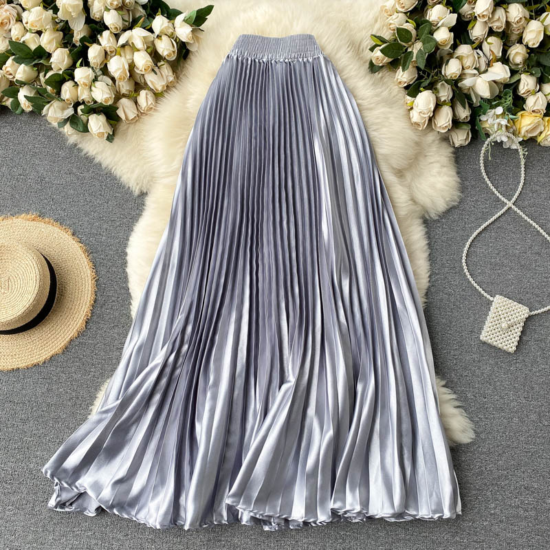 Pressed Pleated Mid-length A-line Skirt