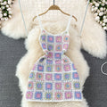 Backless Colourful Crocheted Slip Dress