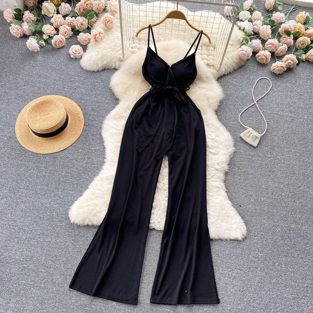 Lace-up Waist Slimming Camisole Jumpsuit