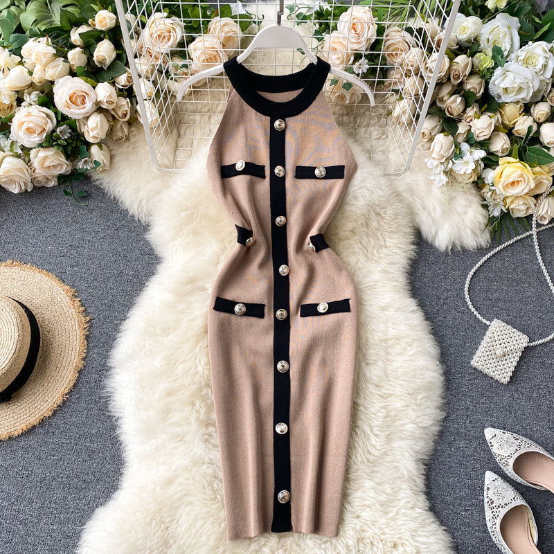 Halter-breasted Knitted Hip Dress