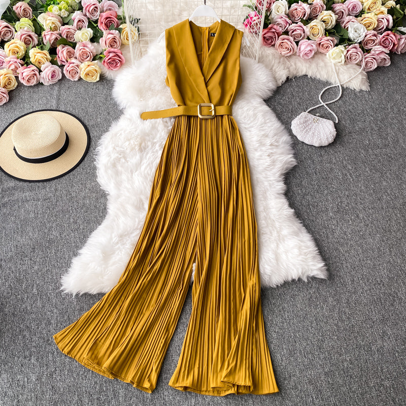 Suit Collar Flared Pants Jumpsuit