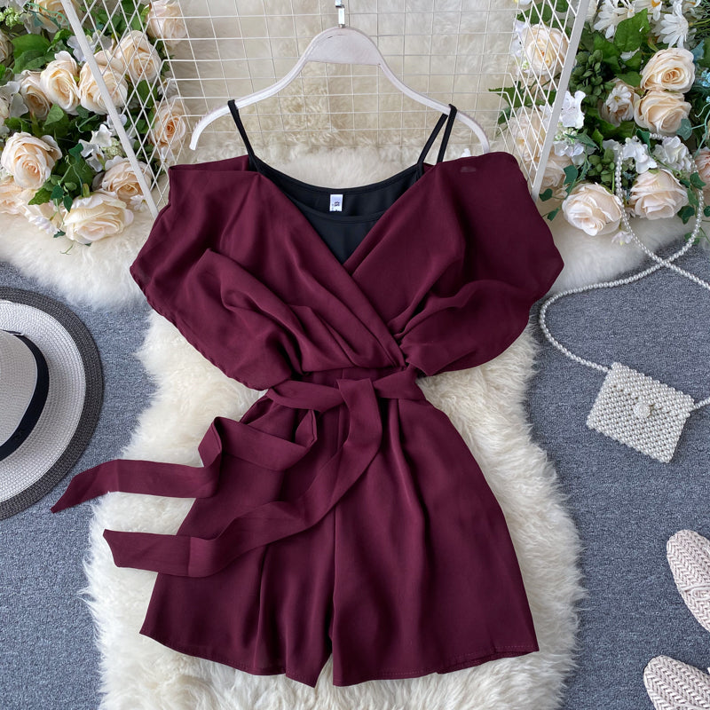 Korean Style Lace-up Romper