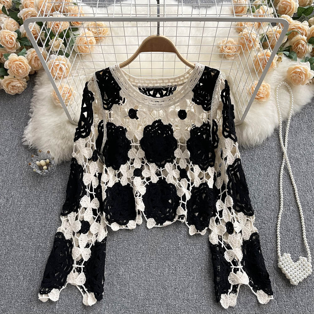 Long Sleeve Sweater With Loose Hook Cutout