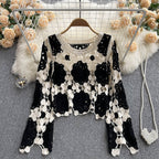 Long Sleeve Sweater With Loose Hook Cutout