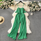 Solid Color Ruffled Slip Jumpsuit