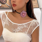 Full Rhinestone Flower Choker&Bracelet